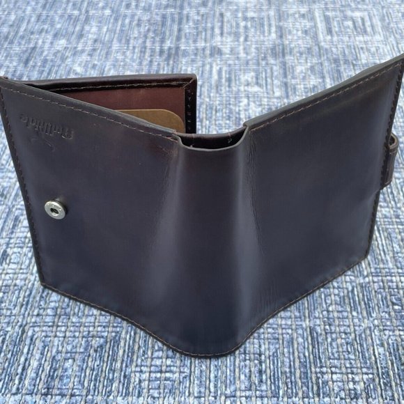 Leather Card Holder Wallet Dark Brown Genuine Leather Men Billfold Box n Bag - Picture 11 of 12